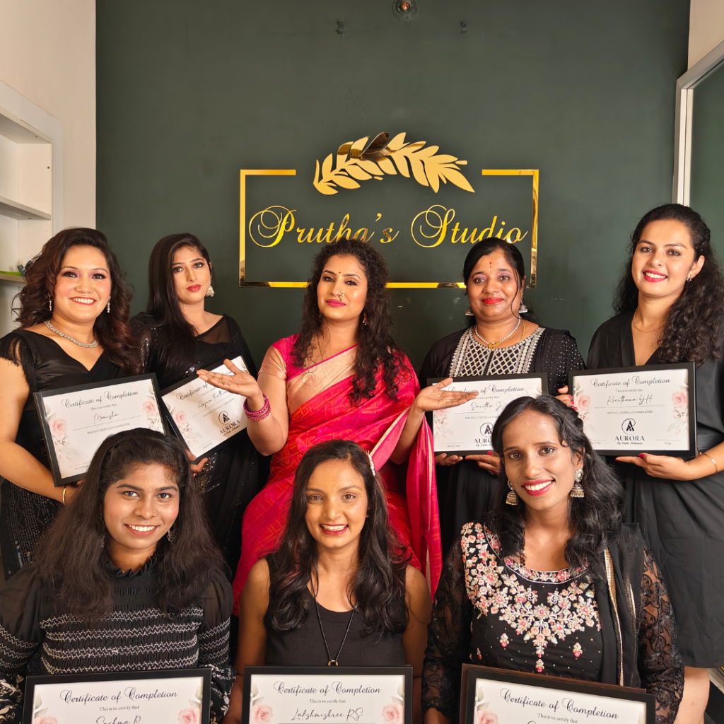 Prutha Bikkemane-with her students in aurora makeup academy